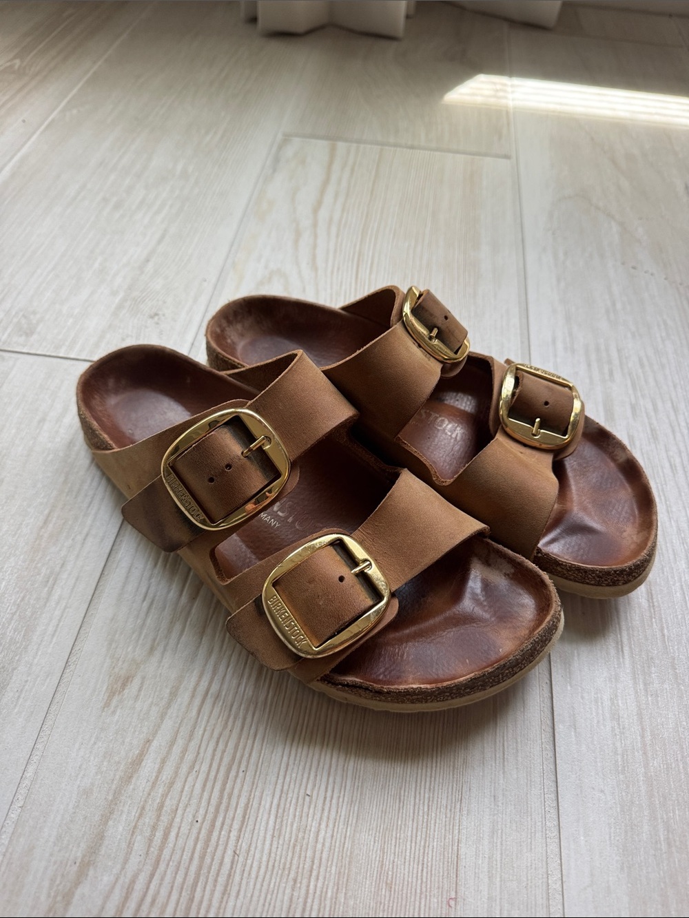 Birkenstock Big Buckle Oiled Leather Cognac size 39 narrow - Picture 1 of 5